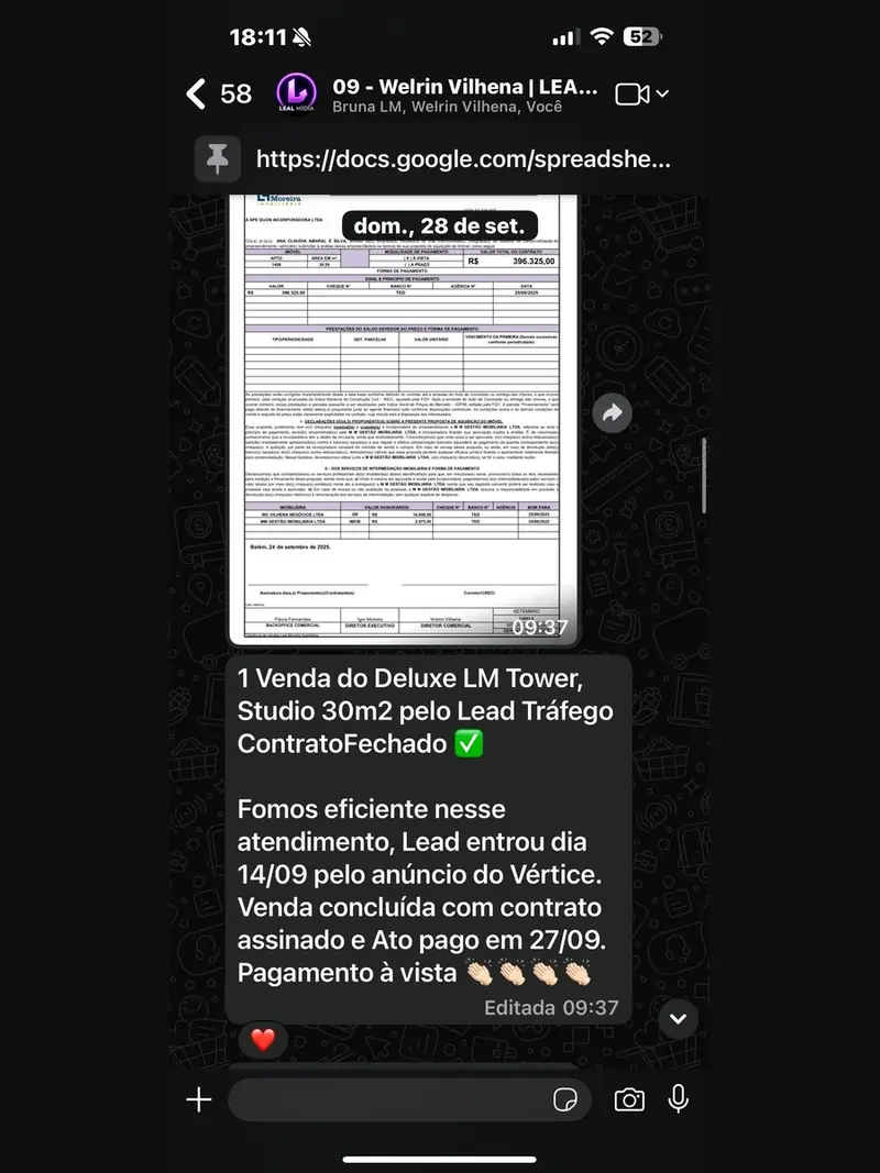 Venda Deluxe LM Tower, lead Meta Ads imobiliária Leal Mídia